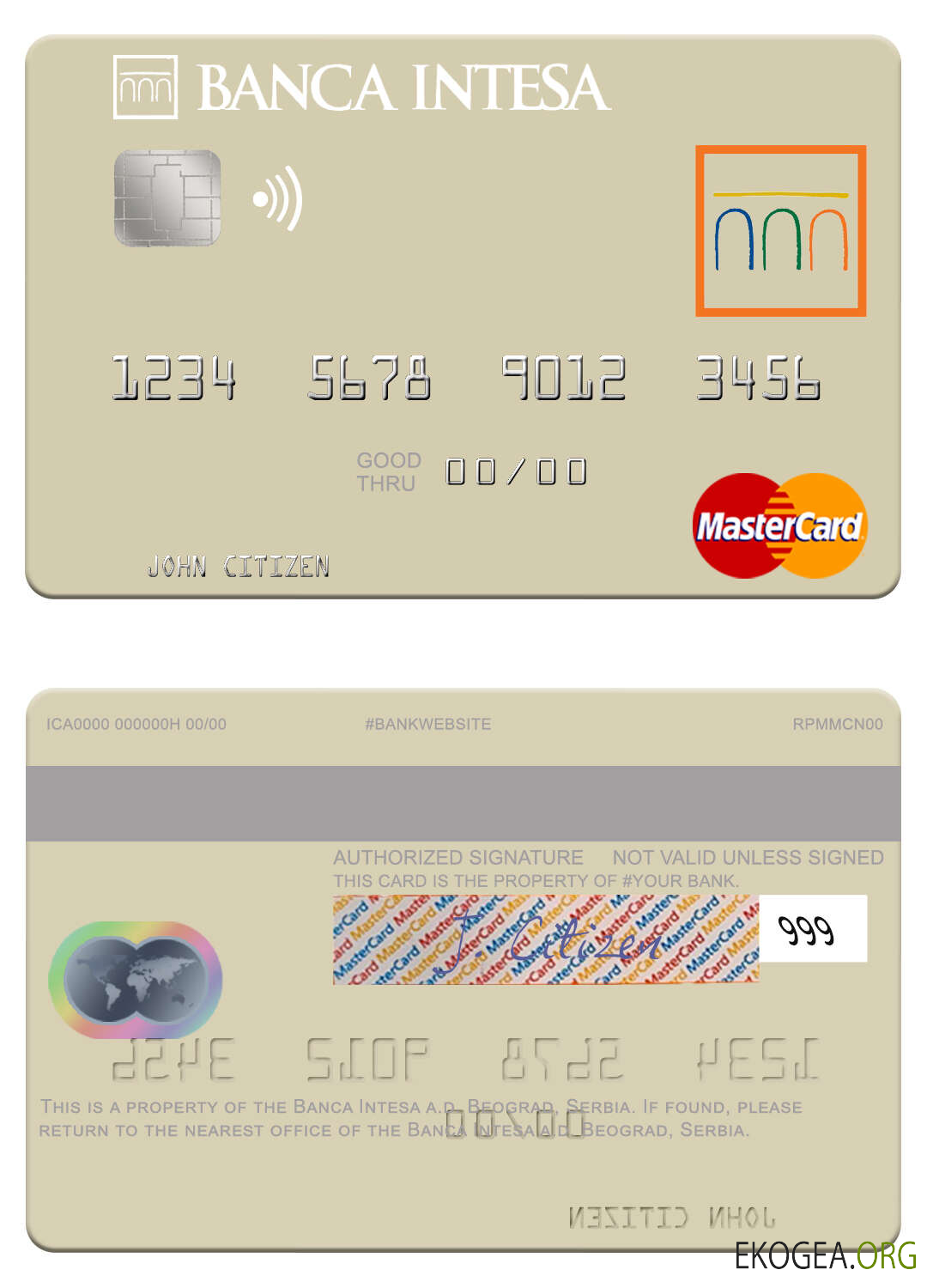 Serbie La Banca Intesa a.d. Mastercard de Belgrade